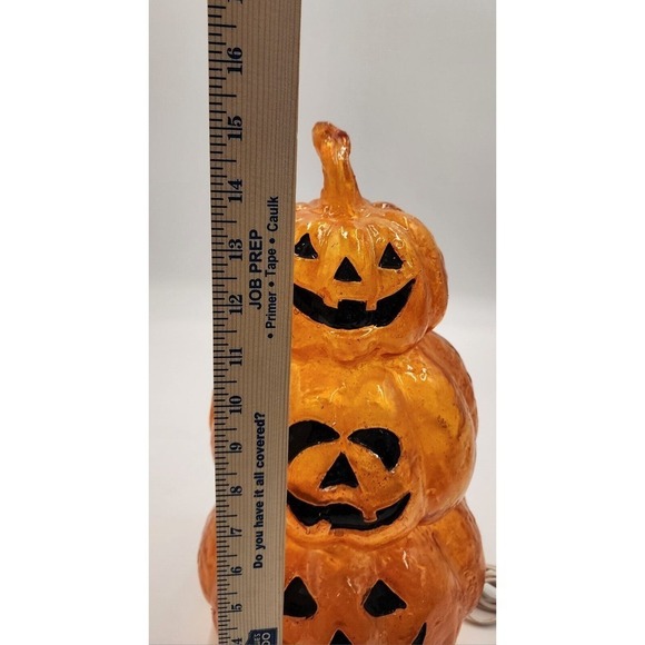 Vintage Halloween Pumpkin Stack Blow Mold Resin Plastics 15” Tall Lighted - Picture 10 of 12